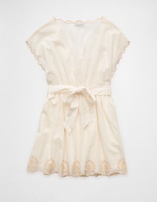AE Scalloped Embroidered Mini Dress | American Eagle
