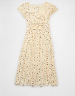 AE Lace Trim Tie-Front Midi Dress