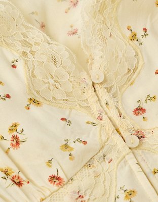 AE Lace Trim Tie-Front Midi Dress