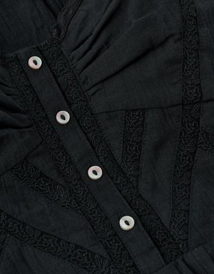 AE Button-Up Lace Trim Jumpsuit