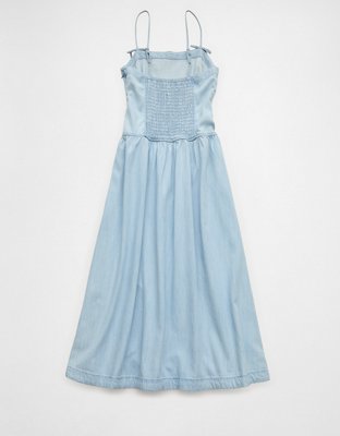 AE Denim Bow Strap Midi Dress