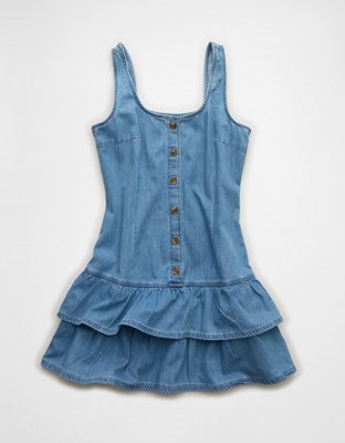 AE Tiered Denim Mini Dress | American Eagle