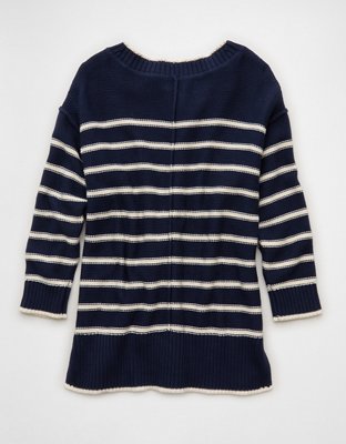 AE Striped Boat Neck Mini Sweater Dress