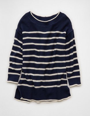 AE Striped Boat Neck Mini Sweater Dress