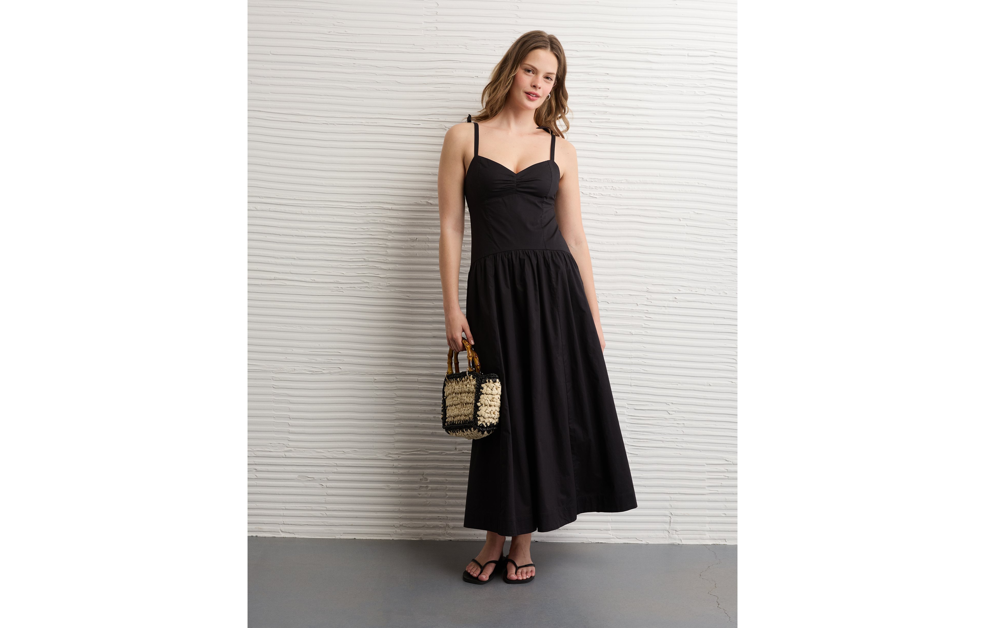 AE Sweetheart Tie-Strap Midi Dress
