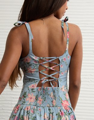 AE Sweetheart Tie-Strap Midi Dress | American Eagle