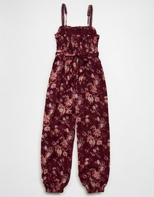 AE Printed Tie-Waist Harem Jumpsuit