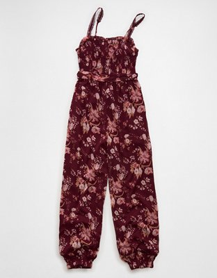 AE Printed Tie-Waist Harem Jumpsuit