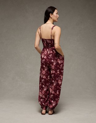 AE Printed Tie-Waist Harem Jumpsuit