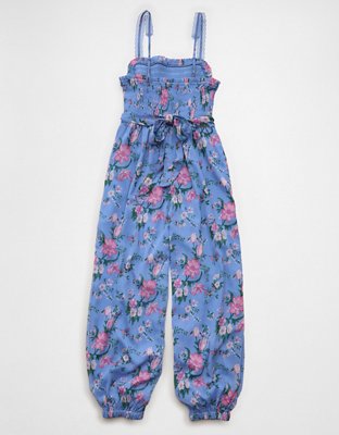 AE Printed Tie-Waist Harem Jumpsuit