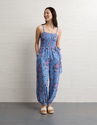 AE Printed Tie-Waist Harem Jumpsuit
