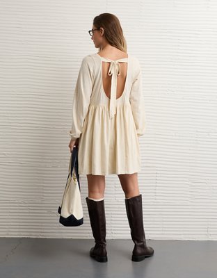 AE Sunchaser Knit Long-Sleeve Scoop Neck Mini Dress