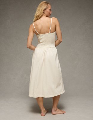 AE Denim Bow Strap Midi Dress