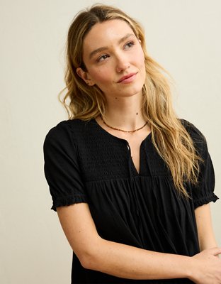 AE Sunchaser Babydoll Puff Sleeve Mini Dress | American Eagle