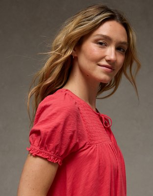 AE Sunchaser Babydoll Puff Sleeve Mini Dress