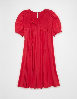 AE Sunchaser Babydoll Puff Sleeve Mini Dress | American Eagle