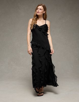 AE Asymmetrical Ruffle Maxi Dress