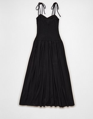 AE Sweetheart-Neck Tie-Strap Midi Dress