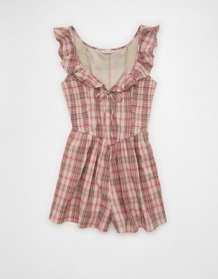 AE Flutter-Sleeve Tie-Front Romper