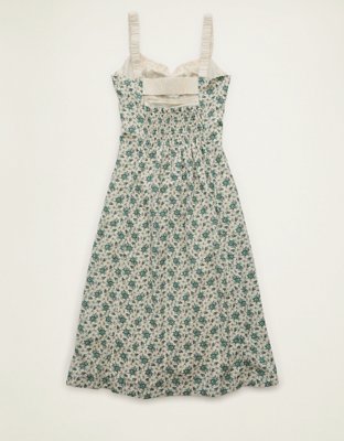 Женское платье American Eagle AE Sweetheart Tie-Front Midi, цвет: Слоновая кость — фото 4
