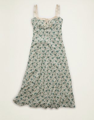 Женское платье American Eagle AE Sweetheart Tie-Front Midi, цвет: Слоновая кость — фото 3