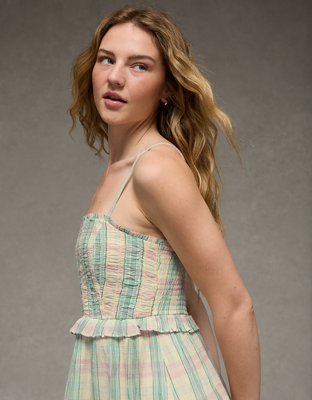 AE Smocked Strapless Midi Dress