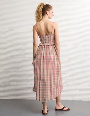 AE Smocked Strapless Midi Dress | American Eagle
