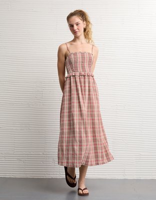 AE Smocked Strapless Midi Dress