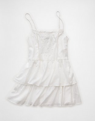 AE Lace-Embroidered Tiered Mini Dress