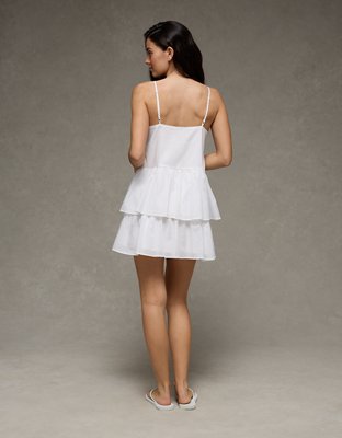 AE Lace-Embroidered Tiered Mini Dress