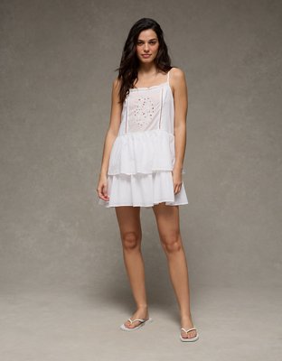 AE Lace-Embroidered Tiered Mini Dress