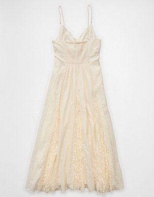 AE V-Neck Pleated Lace Midi Dress