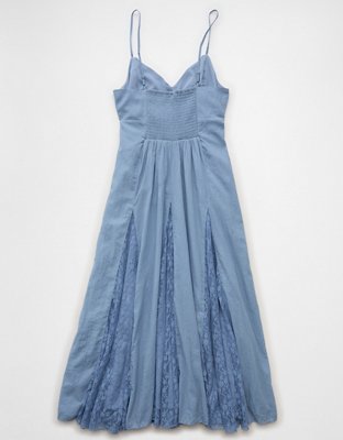 AE V-Neck Pleated Lace Midi Dress