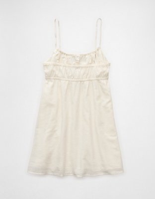 AE Button-Up Lace Insert Mini Dress