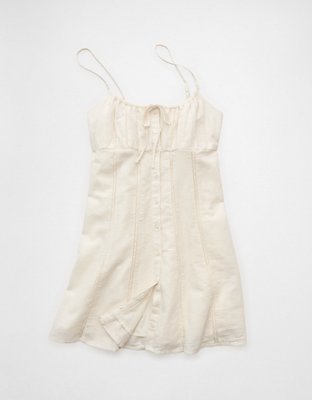 AE Button-Up Lace Insert Mini Dress