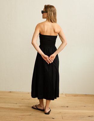 Robe mi-longue sans bretelles en tissus mixtes AE