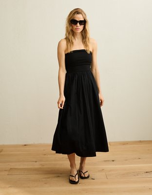 Robe mi-longue sans bretelles en tissus mixtes AE