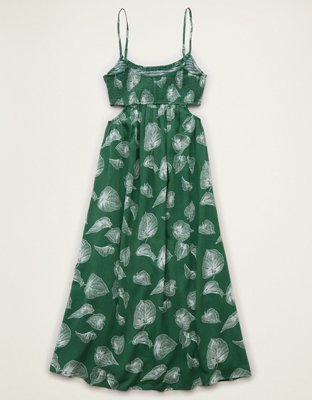 AE Smocked Cutout Babydoll Midi Dress