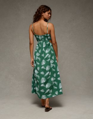 AE Smocked Cutout Babydoll Midi Dress