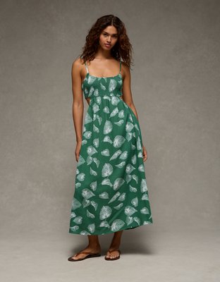 AE Smocked Cutout Babydoll Midi Dress