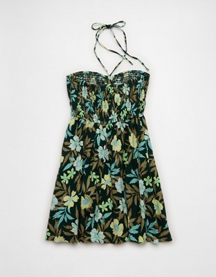 AE Smocked Keyhole Halter Mini Dress