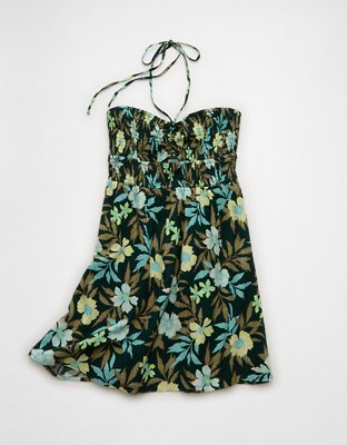 AE Smocked Keyhole Halter Mini Dress