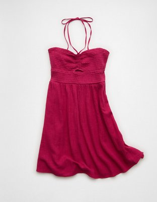 AE Smocked Keyhole Halter Mini Dress