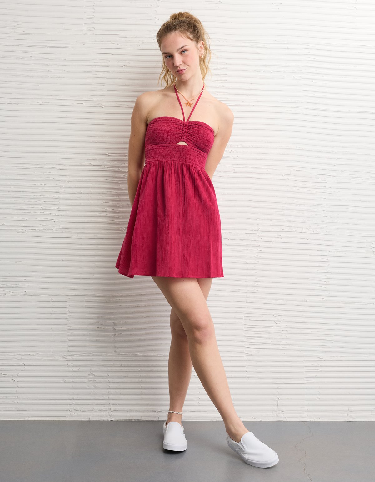 AE Smocked Keyhole Halter Mini Dress - image 5