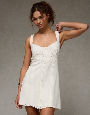 AE Button-Front Mini Dress