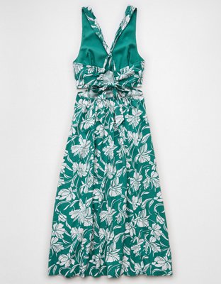 Женское платье American Eagle AE V-Neck Cut-Out Midi, цвет: Зелёный — фото 4
