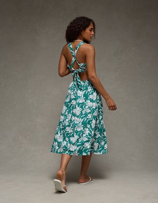AE V-Neck Cut-Out Midi Dress | American Eagle