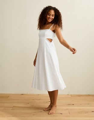 AE Babydoll Square Neck Cutout Midi Dress