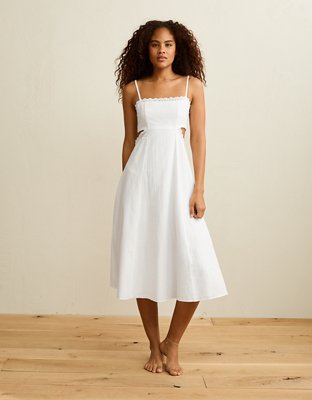 AE Babydoll Square Neck Cutout Midi Dress