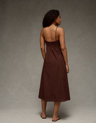 AE Babydoll Square Neck Cutout Midi Dress